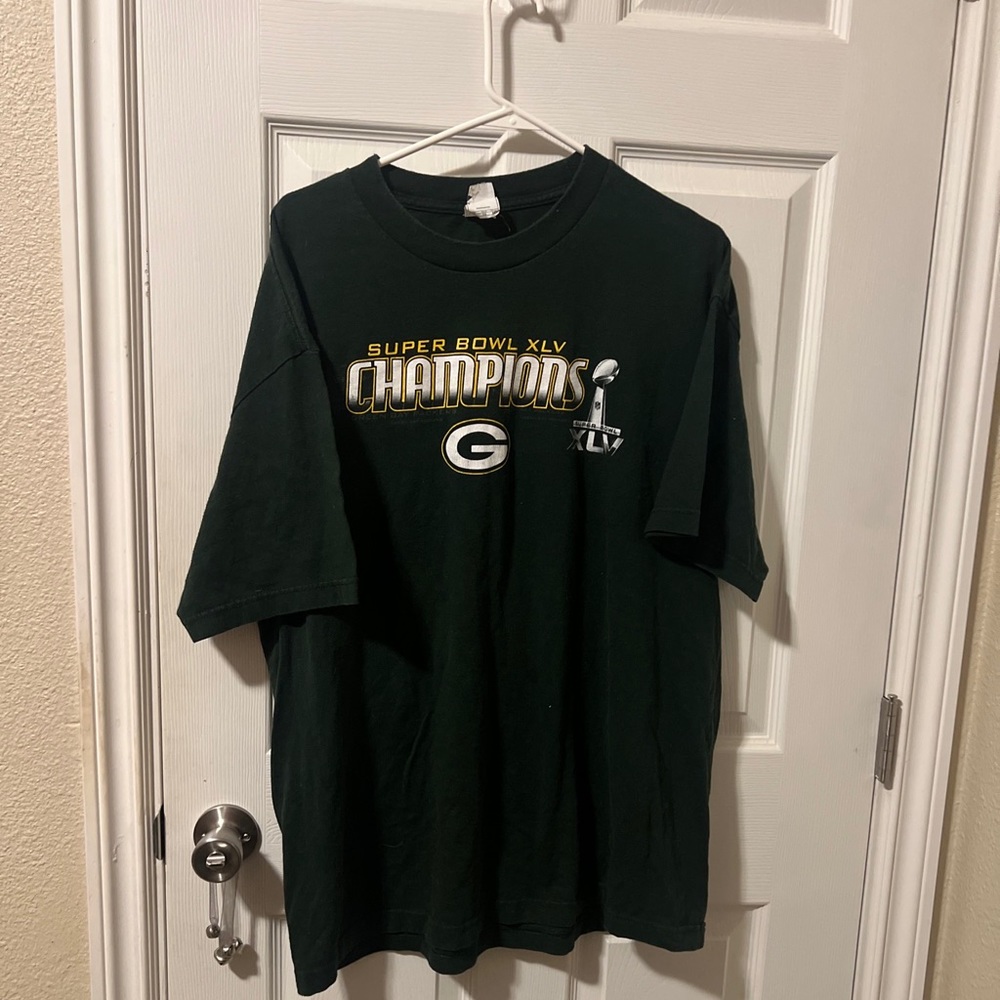 Green Bay Packers Super Bowl Champions Alstyle Unisex T-Shirt Black Crew Neck XL